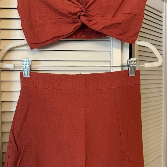 Rust/Terracotta - Flutter Crop Top & Maxi Skirt Set - XS - Picture 3 of 8